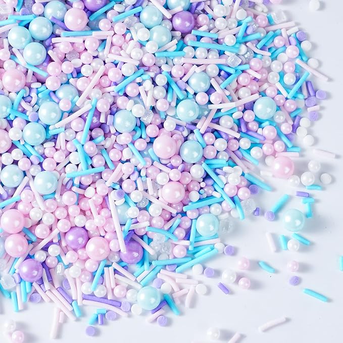 Pastel Sprinkles for Cake Decorating, 7oz Pink Purple Blue White Pearl Confetti - Image 7