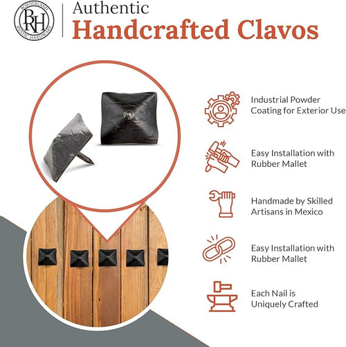 10 Pack 1.25" Square Head Iron Clavos Decorative Nails – Sealed Unfinished – - Image 2