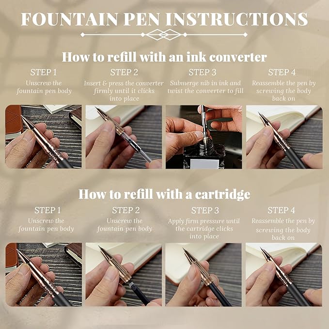 YUNCHUN Refillable Fountain Pen Fine Nib, Fancy Ink Pen - Image 8