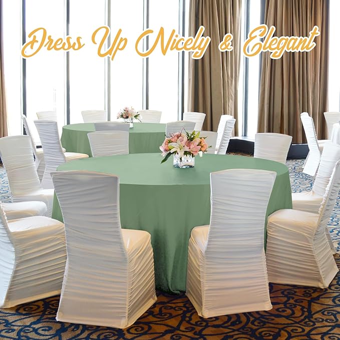 BRILLMAX 4 Pack Sage Green Round Tablecloths 108 Inch - Image 8