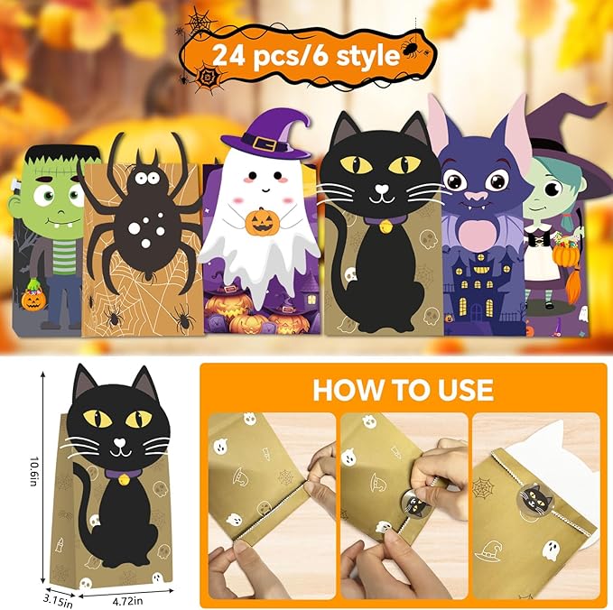 Tikitup Halloween Treat Bags-24pcs Trick or Treat Goody Bags - Image 2