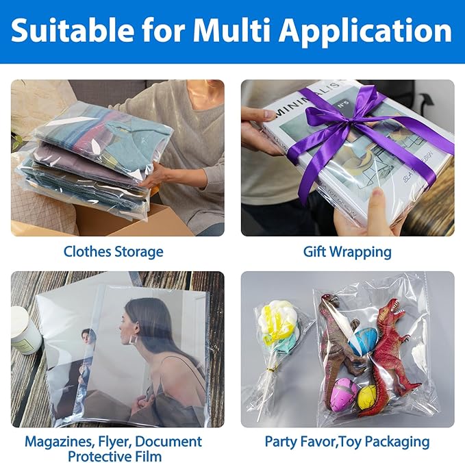 PigPotParty 12"x15" Self-Sealing Clear Cellophane T-Shirt Bags - Image 5