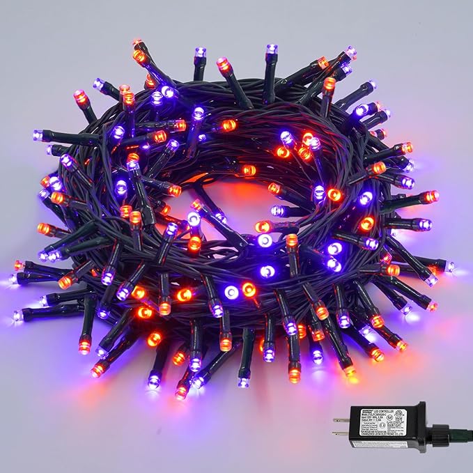 YEGUO 66ft 200 LED Orange and Purple Halloween Lights Outdoor Waterproof by YEGUO