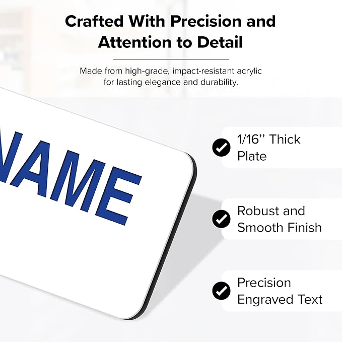 Name Tag, Magnetic White and Blue Name Tags, Personalized Name Tags, 1x3 Inches - Image 3