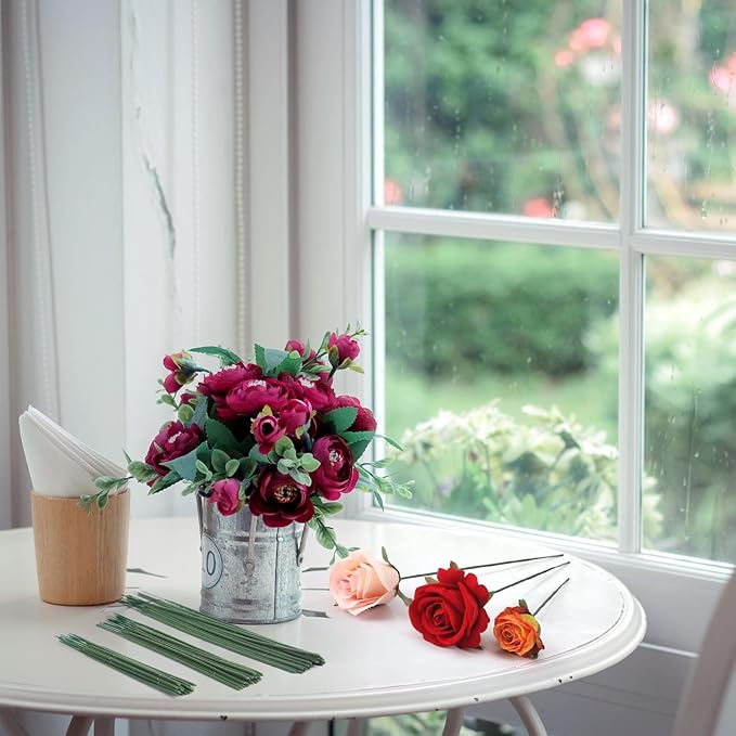 300pcs Artificial Flower Stems, 6.7in、8in、10in Plastic Green Floral Wire Stems - Image 5