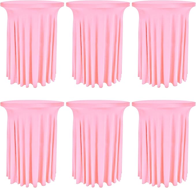 6 Pack Round Cocktail Tablecloth 32"x 43" Spandex Cocktail Table Skirt by Fivenl