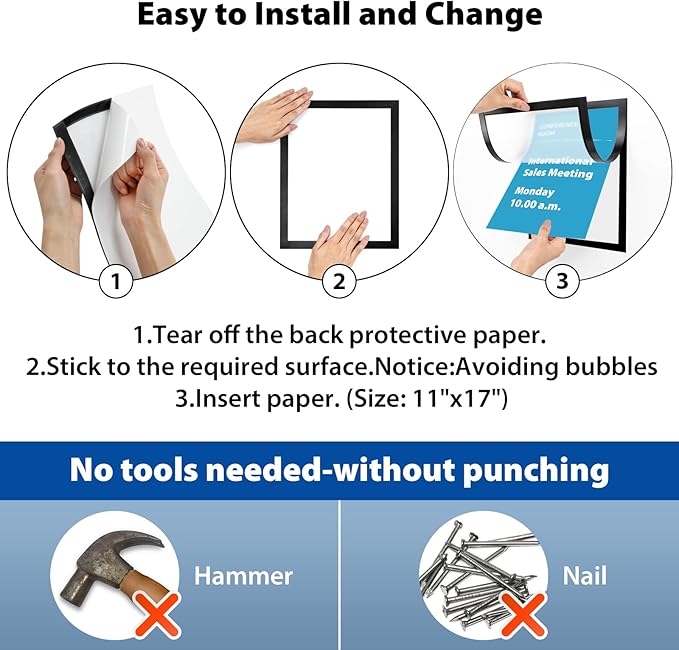 11"x 17" Self Adhesive Magnetic Sign Holder, Double Sided Window Magnetic - Image 6