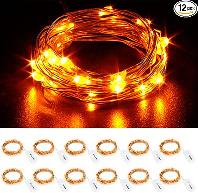 CYLAPEX 12 Pack Orange Fairy Lights String Battery Operated Fairy Lights Starry by CYLAPEX