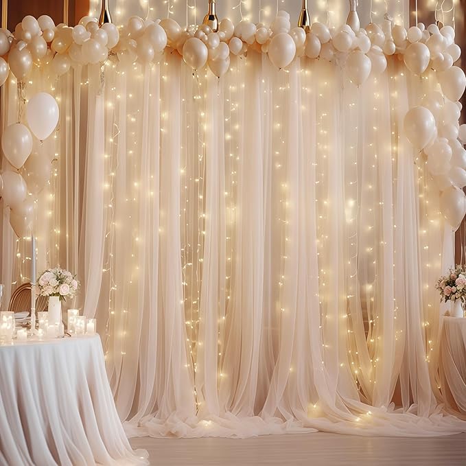 10×10ft Champagne Tulle Backdrop Curtain - Image 6