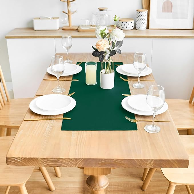 2 Pack Green Small Short Table Runner 12 x 24 Inch Solid Color Runners Coffee - Image 3