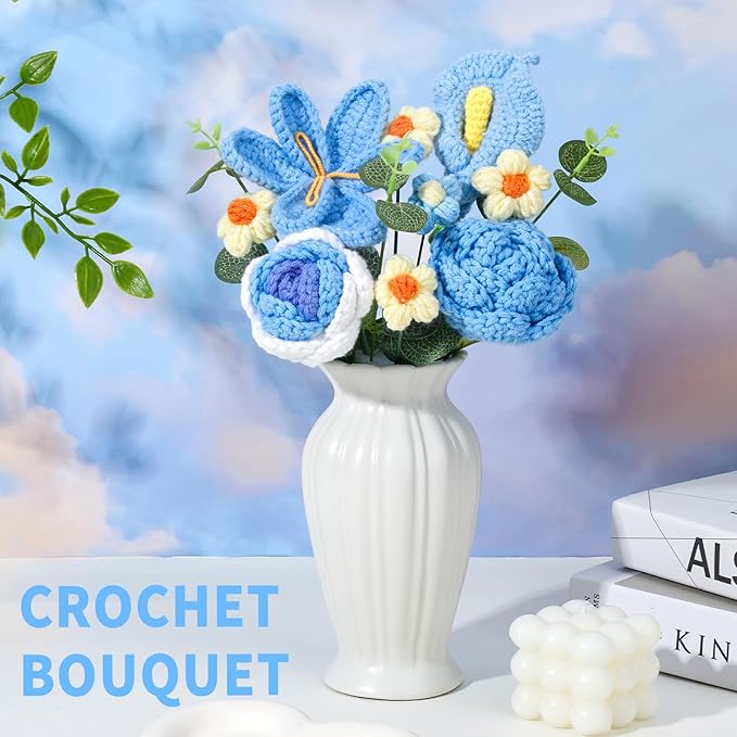 Crochet Flowers Bouquet, Handmade Crochet Flowers Knitted Bouquet, Tulips - Image 3