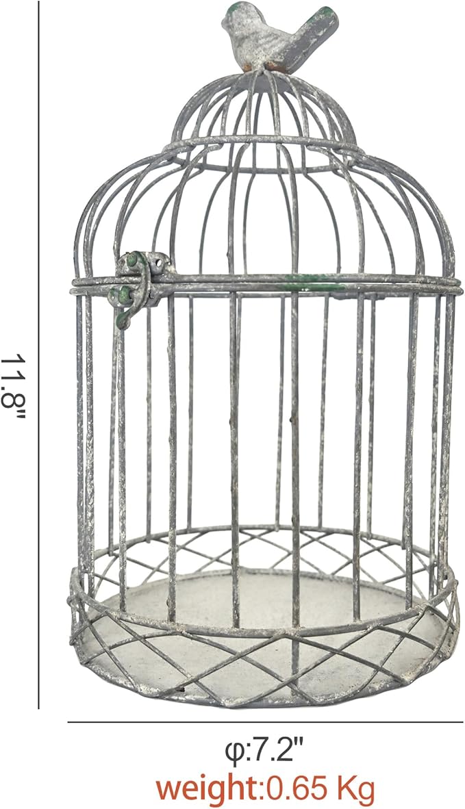 Rustic Farmhouse Metal Planter Holder Vintage Birdcage Candle Holder Distressed - Image 4