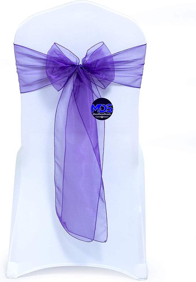 MDS Pack of 75 PCS Organza Chair Sashes Wider Dining Chair Bows Ribbon Tie Back by MDS