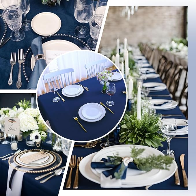 Navy Blue 6 Pack Polyester Table Cloth 60 x 102 Inch, Rectangle Tablecloths - Image 5