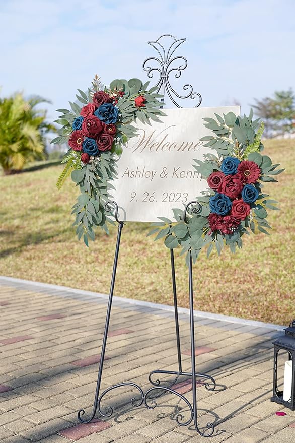 ponatia Wedding Arch Flowers, Burgundy and Navy Flowers Wedding Decorations - Image 2