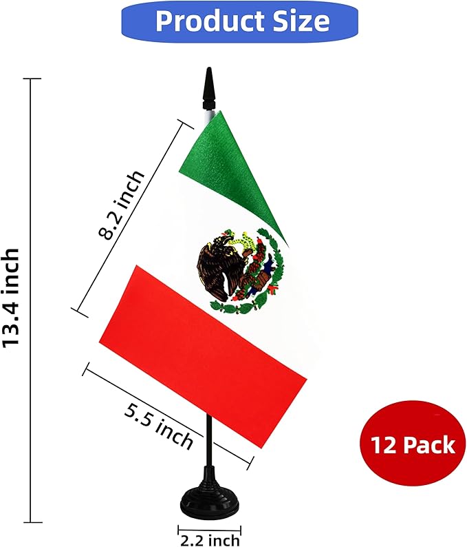 Mexico Desk Flag, 12 Pack Mexican Table Office Flag - Image 2