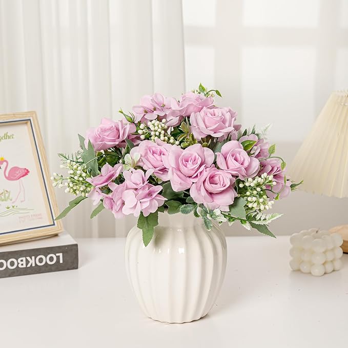 Artificial Flower 5 Branches Artificial Silk Fake Flowers Bouquet Small Roses - Image 6