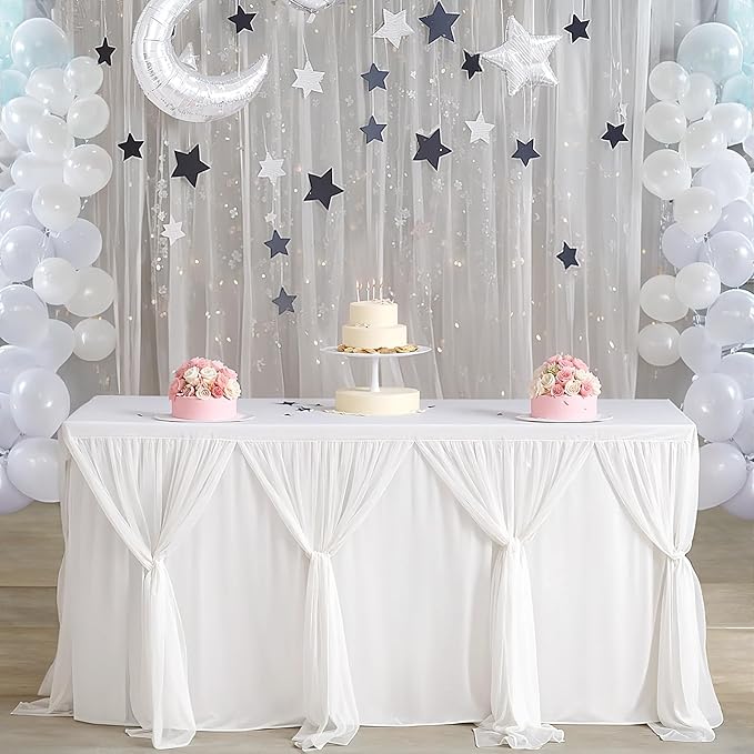 Suppromo White Tulle Table Skirts by Suppromo