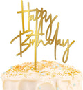 1PCS Gold Birthday Cake Topper, 5.3 x 7.2 Inches Acrylic Happy Birthday Cake by QZYL