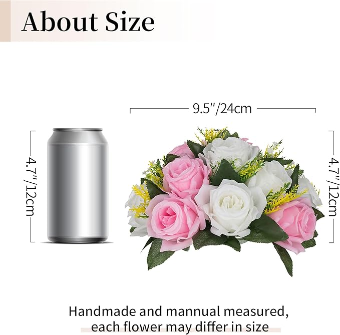 BLOSMON Flower Balls Rose Centerpieces: 6 Pcs 9.5 Inch Pink Fake Flowers - Image 5