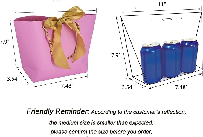 HUAPRINT Gift Bags with Handles, 7.48×3.54×7.9 inches, Party Favor Bags with - Image 2