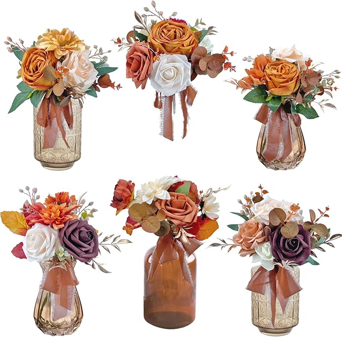 CherishedMoments Set of 6 Assorted Flower Centerpieces Mini Floral Wedding by CherishedMoments