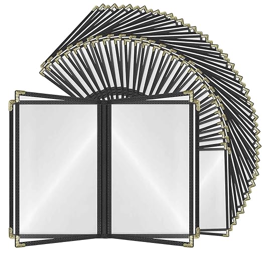 Goodsmart Restaurant Menu Covers – 25 Pack Black 8-View Booklet 8.5" x 14" by ACISuperPower