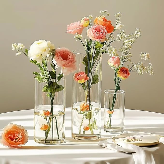 20 Pack Glass Cylinder Vase for Centerpieces, 7.48 and 7.87 inch Candle Flower - Image 5