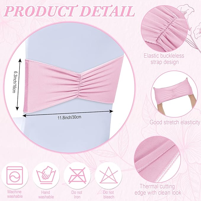 Moukeren 100 Pcs Spandex Chair Sashes Bows Chair Bands Slider Sashes - Image 3