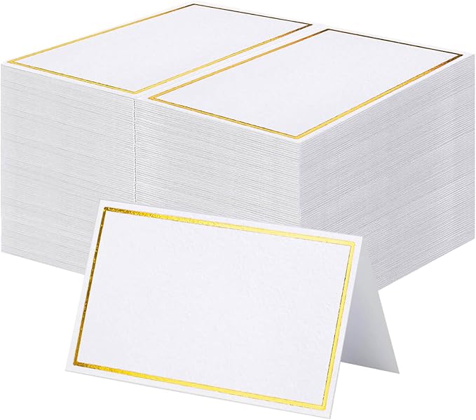 60Pcs Premium Place Cards With Gold Foil Border by Toncoo