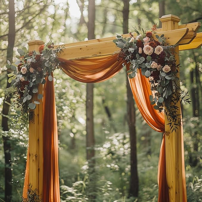 Wokceer Wedding Arch Draping Fabric Terracotta 3 Panels 28.7" x 20FT Sheer - Image 7