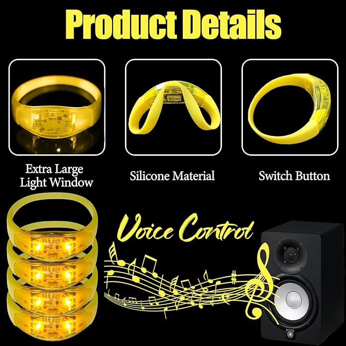 100 Pcs LED Bracelets Sound Activated - Image 3