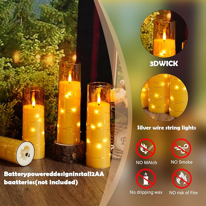 Flameless Candles with Embedded Star String - Image 4