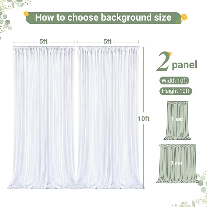 White Tulle Backdrop Curtain for Wedding Parties, 10ft x 10ft Wrinkle Free - Image 7