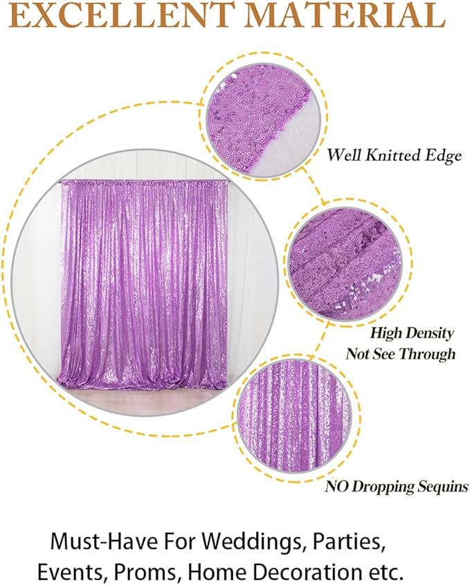 ShiDianYi Sequin Backdrop Lavender 2 Panels 4Ft x 10Ft | Add Shimmer and Shine - Image 5