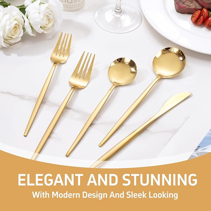 NOCCUR 20-Piece Gold Silverware Set - Image 6