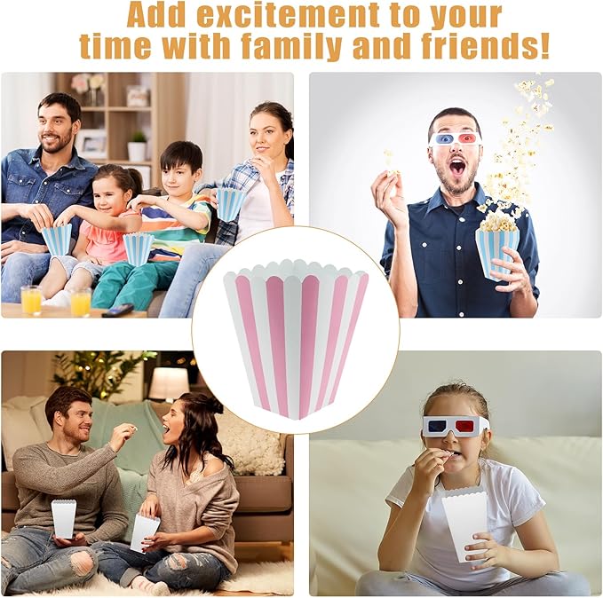 50 Pcs Pink Popcorn Boxes Mini Paper Popcorn Box Cardboard Container - Image 3