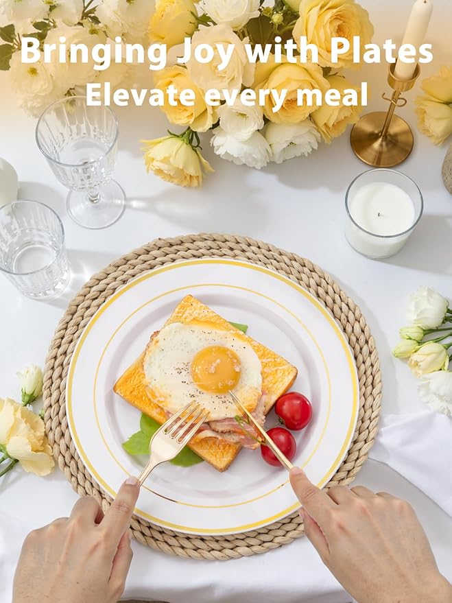 WDF 180 Pieces Disposable Plastic Gold Silverware Cutlery - Image 7