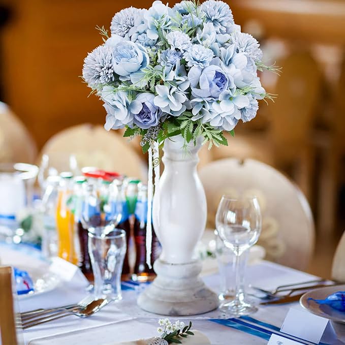 6 Pack Artificial Flowers, Fake Faux Peony Silk Hydrangea Plastic Carnations - Image 5