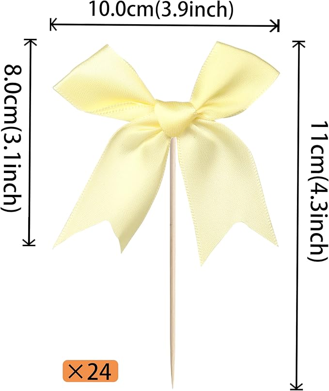 24 PCS Bow Cupcake Toppers Bow Cupcake Picks Bowknot Birthday Party Decorations - Image 2
