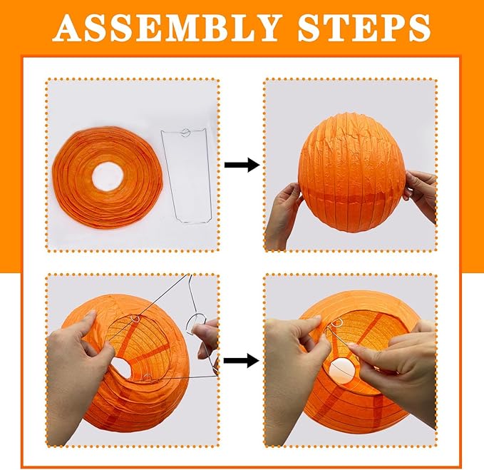 12Pcs Round Paper Lanterns Assorted Sizes - Image 3