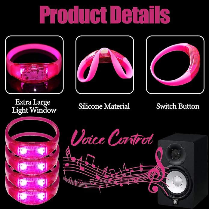 100 Pcs LED Bracelets Sound Activated - Image 3