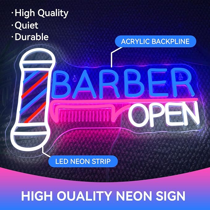 Ineonlife Barber Open Neon Sign Accessories Light Up - Image 2
