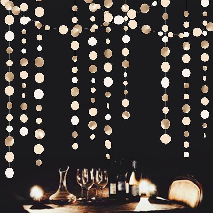 Champagne Gold Party Decorations Circle Dots Garland Gold Neutral Nude Neutral - Image 5