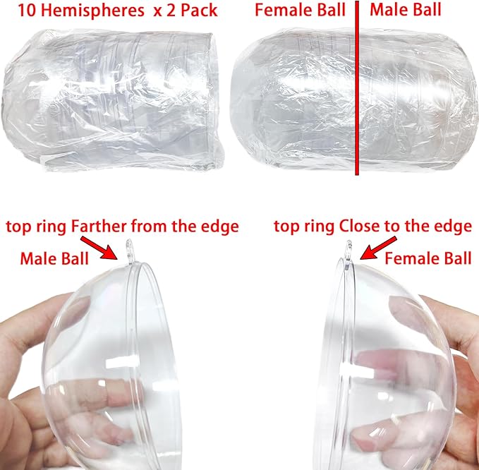 Fillable Christmas Ornaments Balls 80mm 10pk Clear Plastic Fillable Ornaments - Image 3