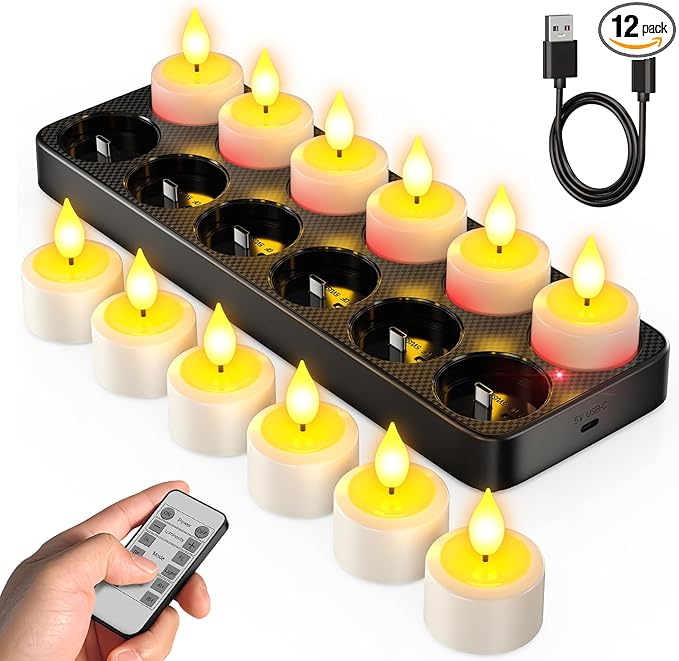 SoulBay Flameless Candles with Remote Control Timer & Charging Base by SoulBay