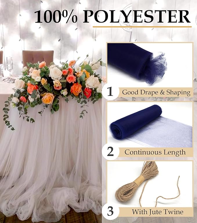 Navy Blue Tulle Fabric Roll - Image 4