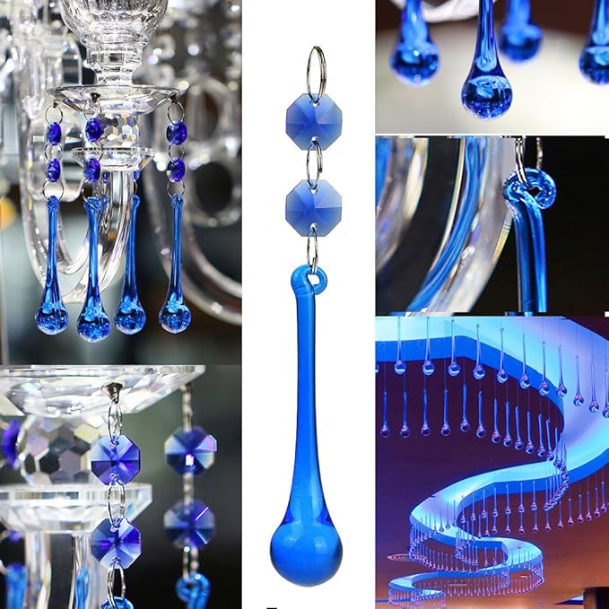 H&D 10pcs Suncatcher Crystal Raindrop Chandelier Prisms Pendants, Glass Prisms - Image 6