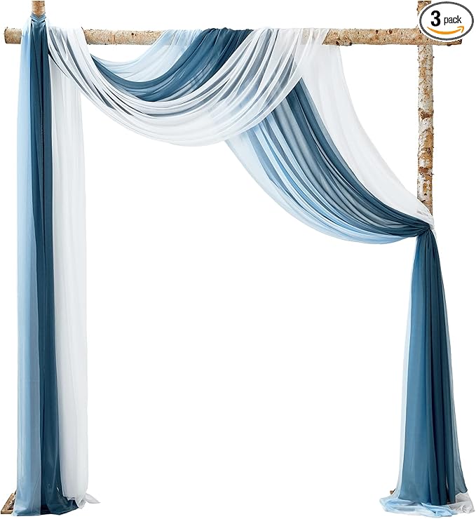 TINGE TIME 3 Panels Wedding Arch Draping Fabric, Wedding Arch Drapes by TINGETIME