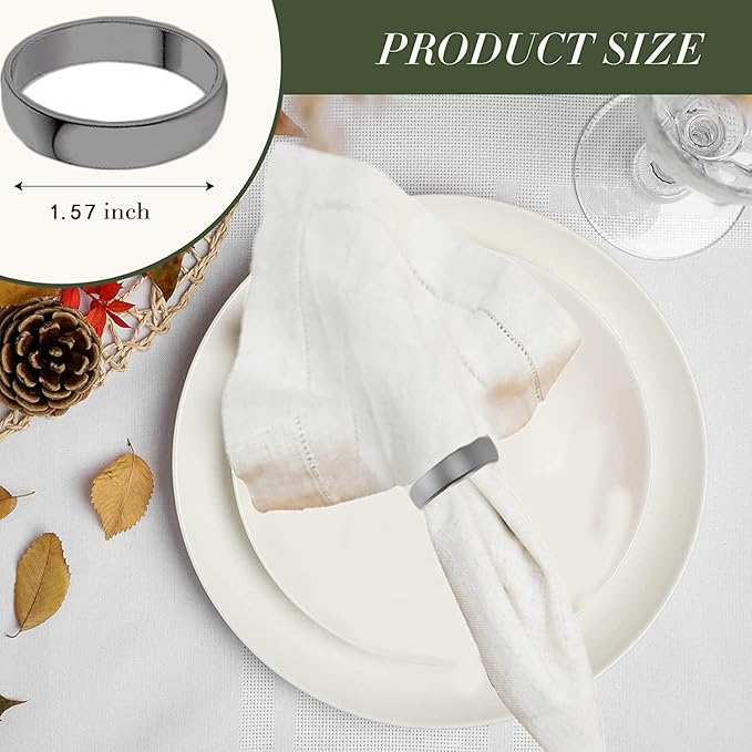 Grey Napkin Rings-10 Pcs Stainless Steel Napkin Rings, Metal Napkin Ring - Image 2